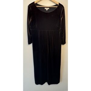 VTG Coldwater Creek Brown Velvet Maxi Empire Waist Dress Women's  Sz L 90's Boho